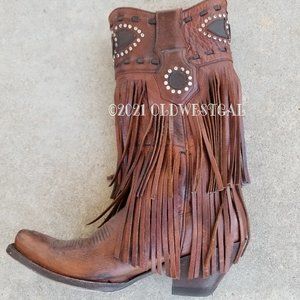 Yippee Ki Yay Double Fringe Cowboy Boots 6B